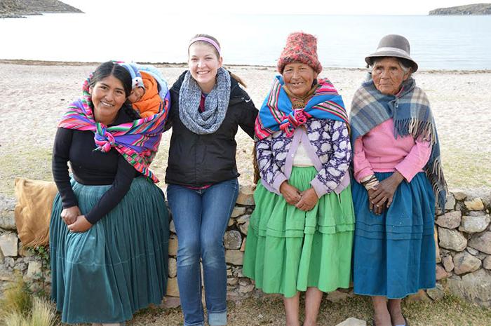 Oxy Student Theresa Edwards with her host mom and two other 