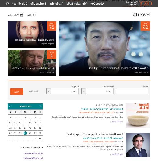 Oxy event calendar screenshot