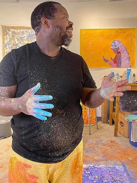 Ashon Crawley, artist, in his studio