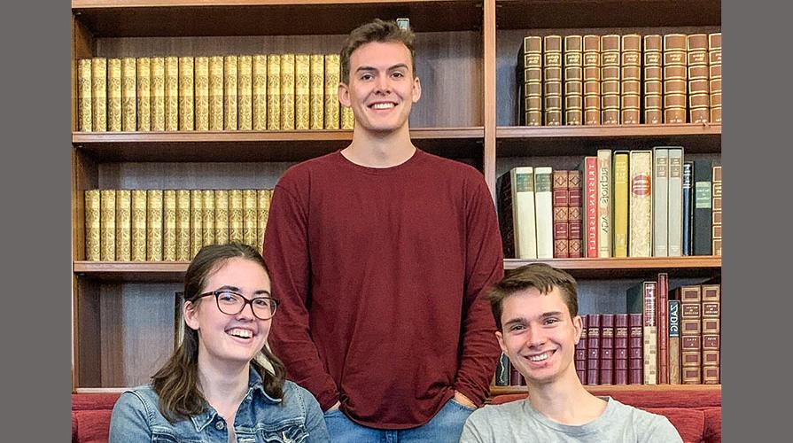 2020 Oxy Science Scholars Matt Aleksey, Gabe Gregory and Jackie Dall