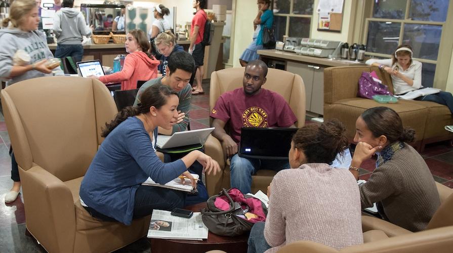 Students gathering to study together