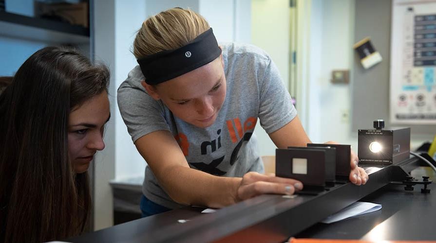 Physics students in the lab