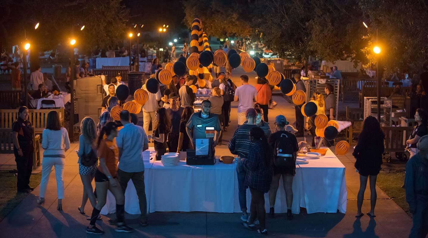 Students on the quad at homecoming