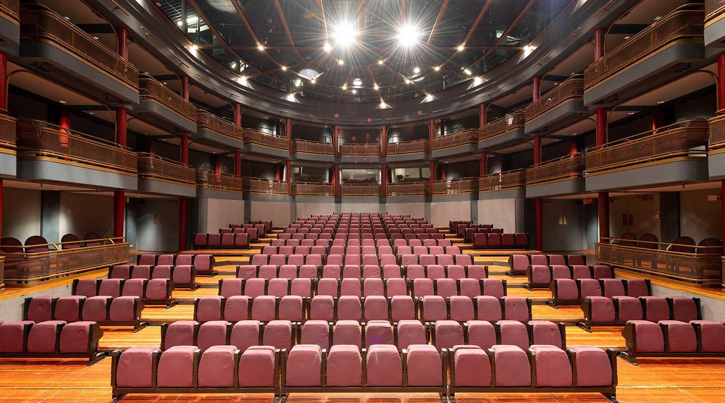 The interior of Keck Theater on Oxy's campus