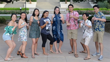 Students in the Hawaiian club