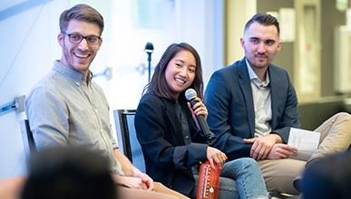 Alumni at a career panel event