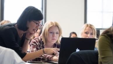 Professor Kathryn Leonard teaches some students