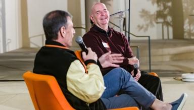 Coach Dale Widolff and moderator Jeff Goldstein '86.