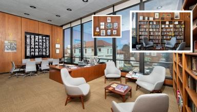 Inside President Elam's office at Occidental College