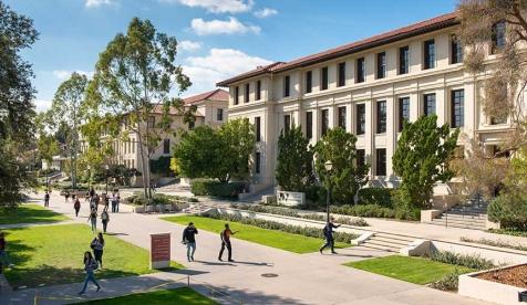 A beautiful day on campus by Johnson Hall