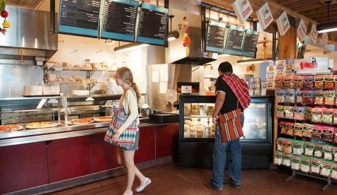 Students grab a snack at the Tiger Cooler