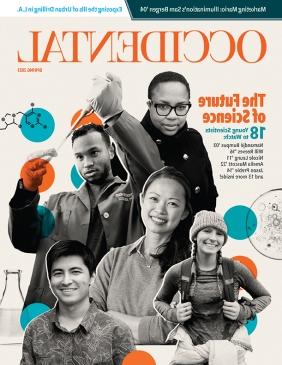 Spring 2023 magazine cover with a collage of photos of young alumni scientists