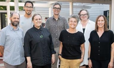 A group of faculty members who received teaching awards in 2023, posing together