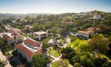 a view of Occidental College's Los Angeles campus from above