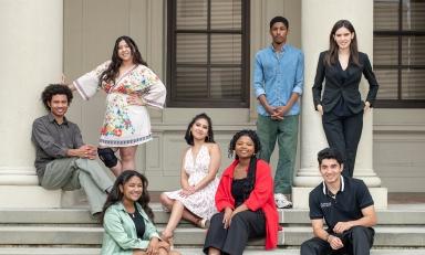 Obama Scholars for 2023 pose together on the steps of AGC