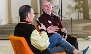 Coach Dale Widolff and moderator Jeff Goldstein '86.