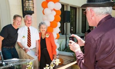 Sally and Jack Samuelson smile for trustee Dave Berkus ’62's camera.